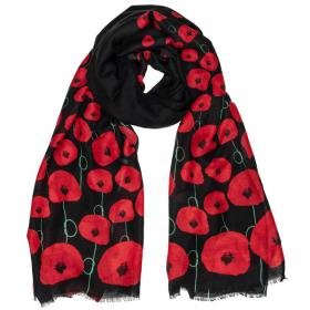 black poppy scarf imperial war museums super soft polyester ww1 remembrance